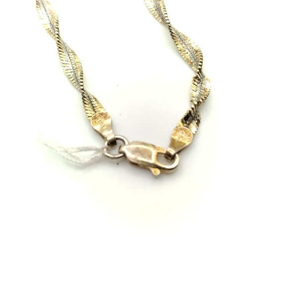 Sterling Silver Gold Tone Twist Chain Bracelet 8" - Picture 4 of 4